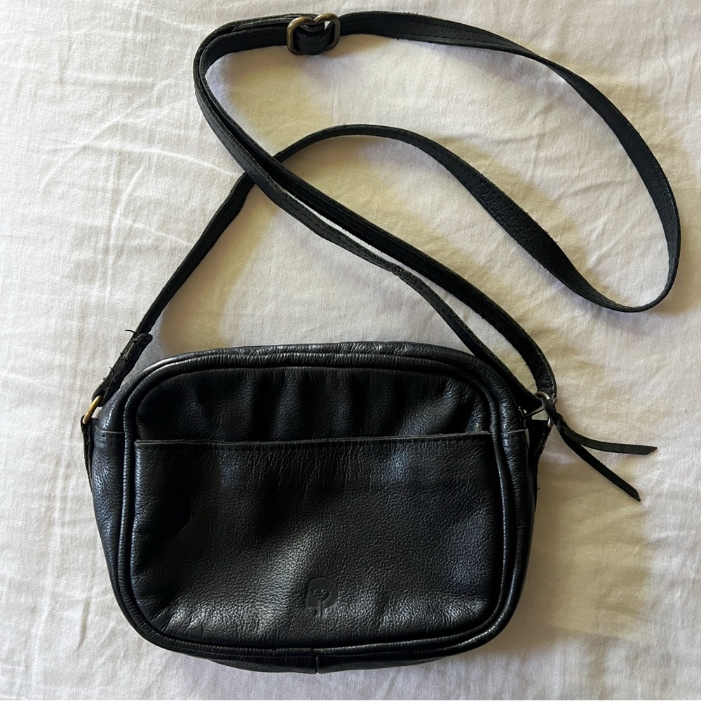 Able Black Leather Crossbody Bag